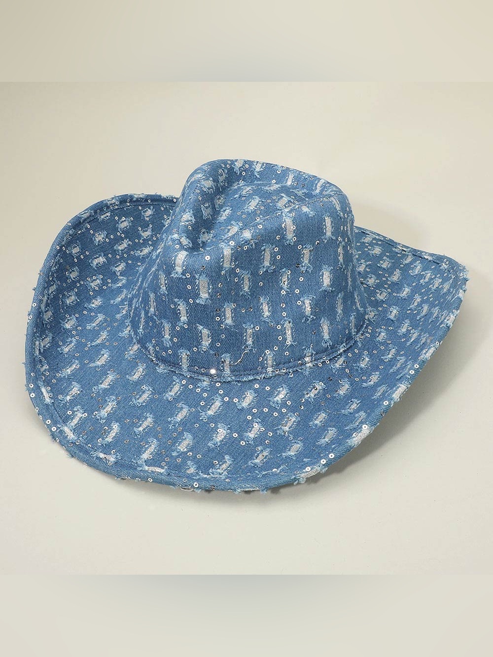 Blue Sequine Cowboy Hat for Denim Look